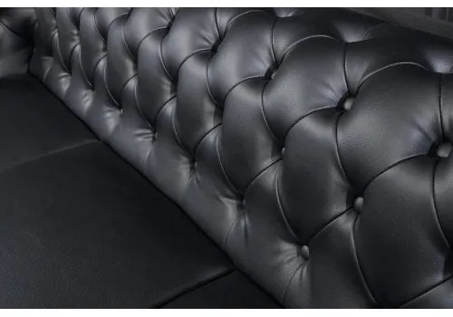 Sedacia súprava 41447 Chesterfield 3-sedenie Antique look Čierna  - Komfort-nábytok