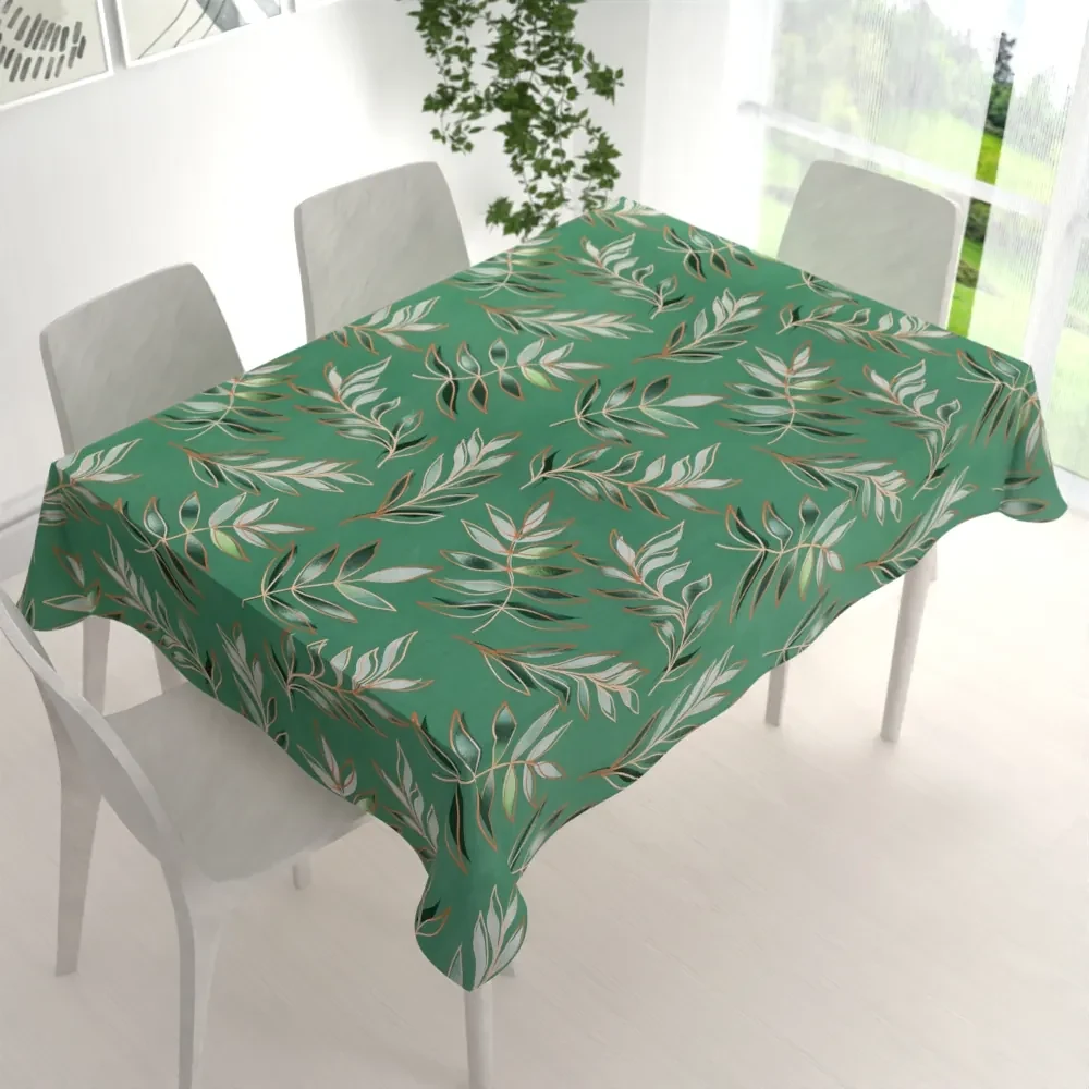 Biante Bavlnený obdĺžnikový obrus Sandra SA-435 Popínavé listy na zelenom 80x120 cm