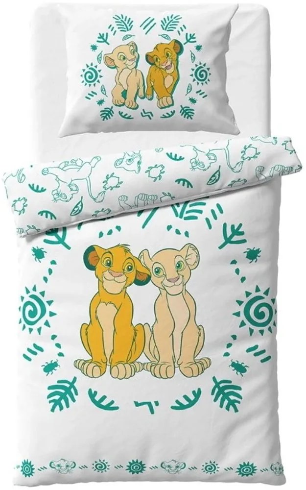 Obojstranné bavlnené posteľné obliečky Leví kráľ – motív Simba a Nala - 100% bavlna - 70 x 90 cm + 140 x 200 cm