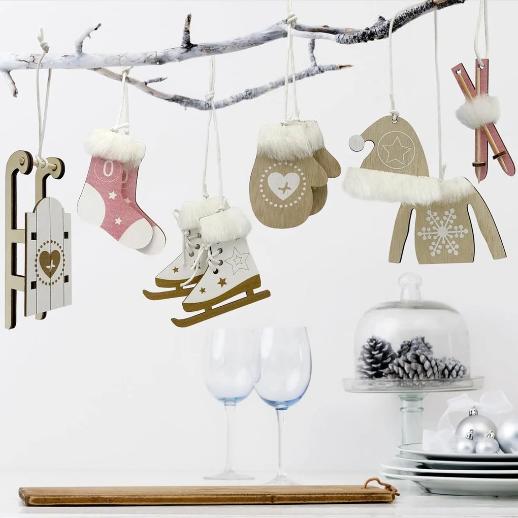 Súprava vianočných závesných dekorácií NORDIC MOMENTS 6 ks ružová