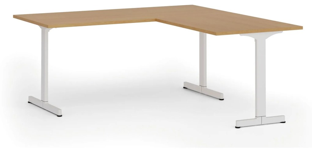 Kancelársky stôl PRIMO BETA L, 1800 x 1800 mm, biela podnož, buk