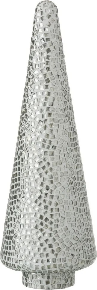 Strieborno - biely sklenený stromček Mosaic - Ø 13 * 41cm