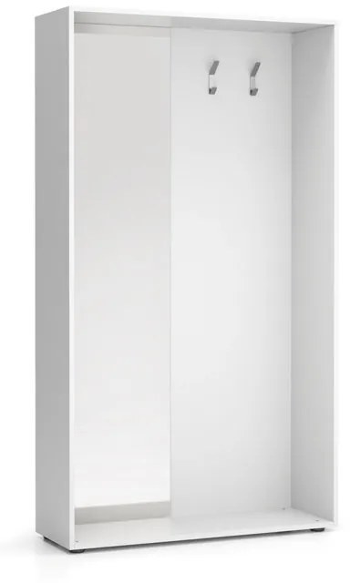 Šatníková stena BORDER so zrkadlom, 2 háčiky, biela