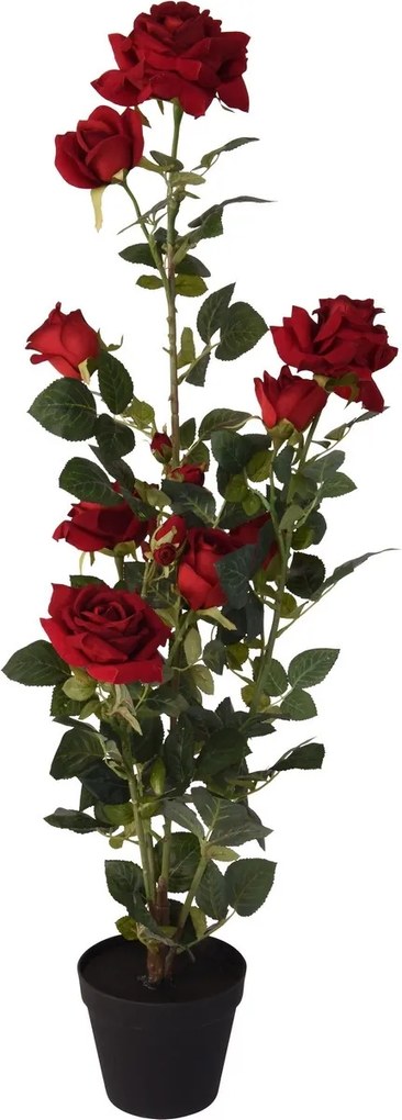 Umelá stromčeková ruža v kvetináči červená, 95 cm