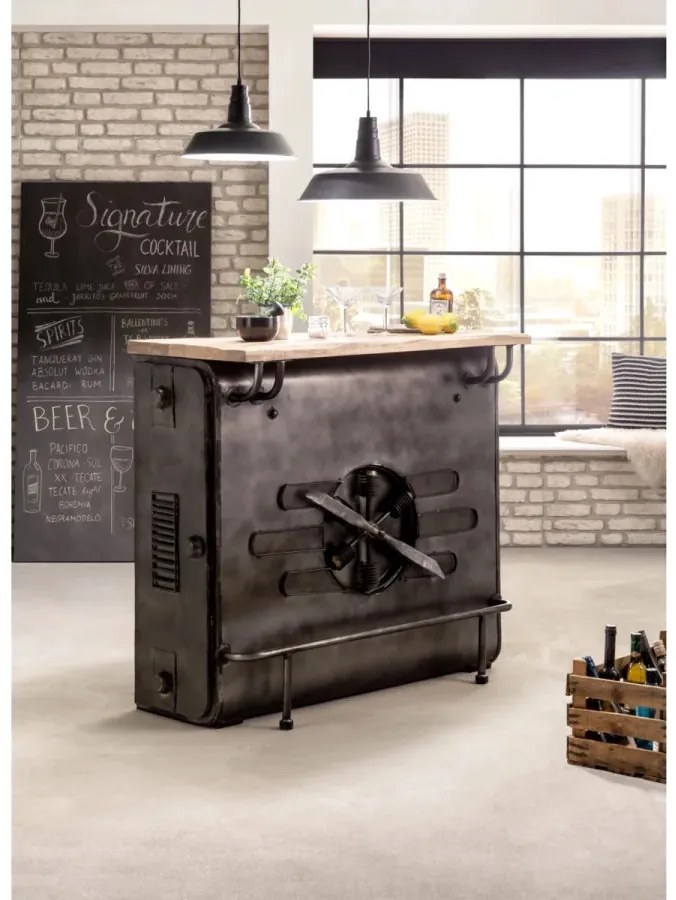 furniture-nabytek.cz - Masivní barový stůl Fotoaparát z kovu a manga, lakovaný, vícebarevný – 125×55×110 cm