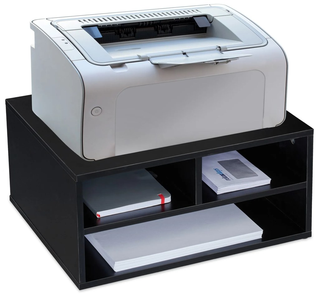 Čierny stojan pod tlačiareň RD32201 so zásuvkami | 47x40 cm