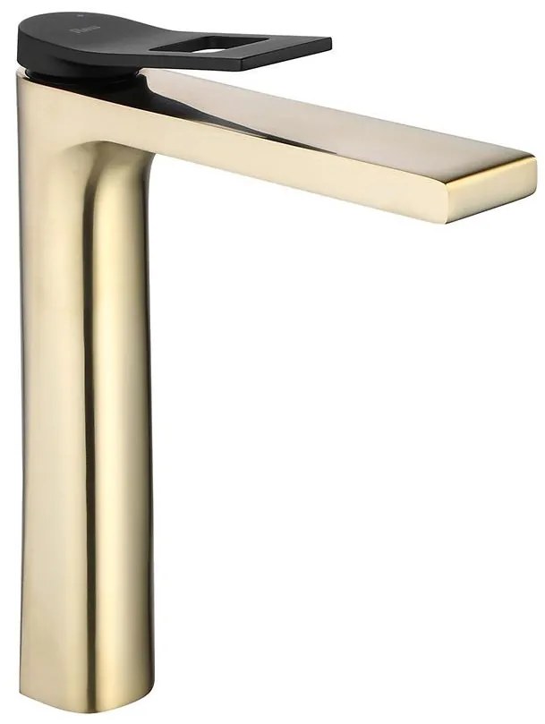Vysoká umývadlová batéria Rea Soul zlato brúsené - čierna
