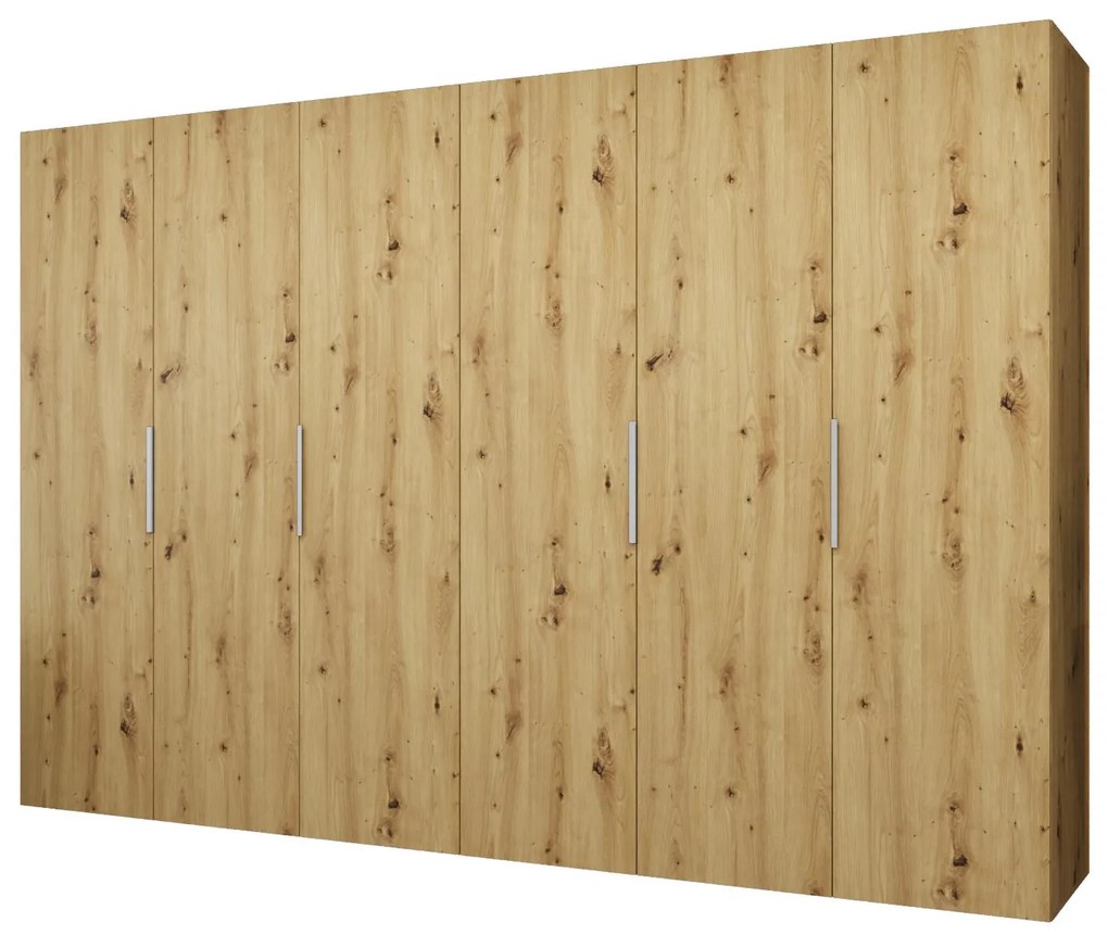 Šatníková skriňa 300 cm Mirabella 1 (dub artisan + kašmír). Akcia -21%. Vlastná spoľahlivá doprava až k Vám domov. 1126381