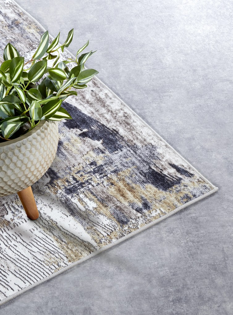 ELLE Decoration, Kusový koberec Imagination New 106037 Anthracite/Gold z kolekcie Elle, 200x290, šedá, obývacia izba