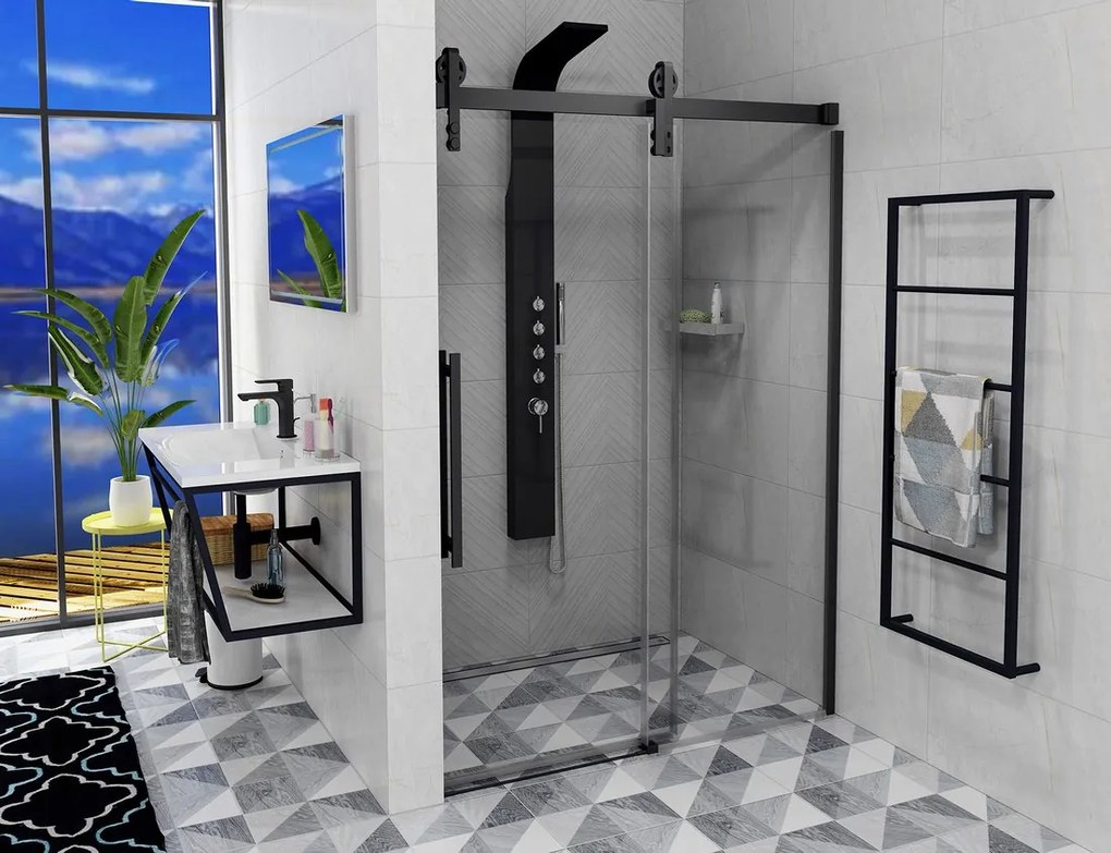 GELCO - VOLCANO BLACK sprchové dveře 1400 mm, čiré sklo (GV1414)