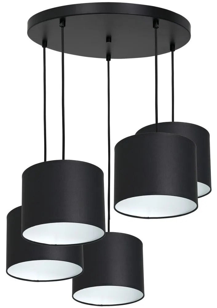 Luster na lanku ARDEN 5xE27/60W/230V čierna/biela
