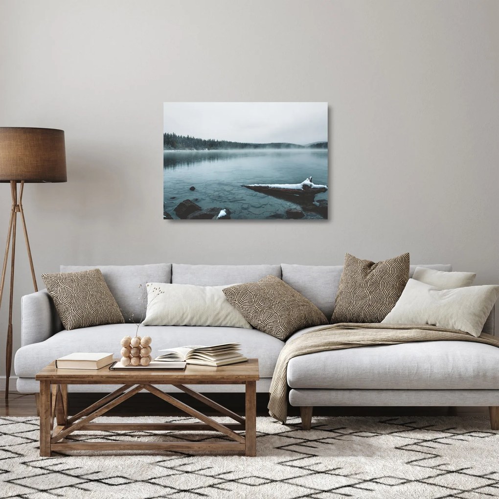 Sklenený obraz - ľadové severské jazero (70x50 cm)