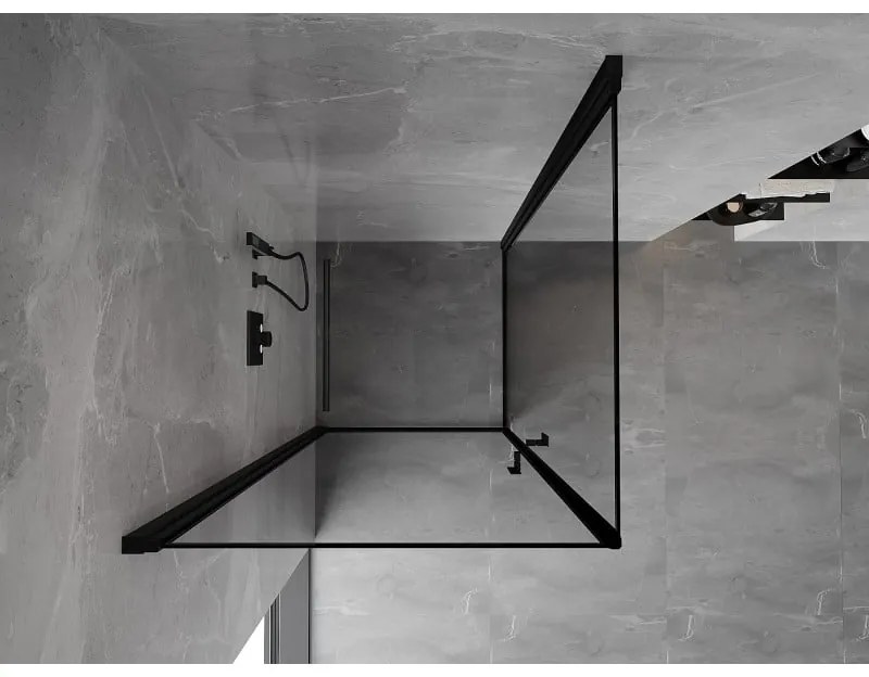 Mexen Mist-B Duo, 2-krídlový výklopný sprchový kút 100 x 100 cm, číre sklo-čierny rám, 8A2-100L-100P-70-70