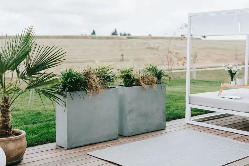 Kvetináč ELEMENTO, sklolaminát, šírka 88 cm, betón design