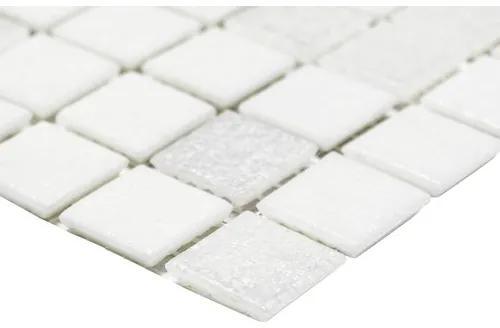 Sklenená mozaika A 112 mix biela 30,5x32,5 cm