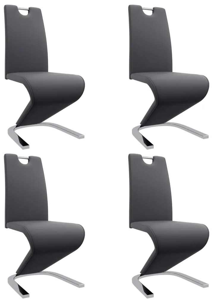 vidaXL Jedálenské stoličky, cikcakový tvar 4 ks, sivé, umelá koža