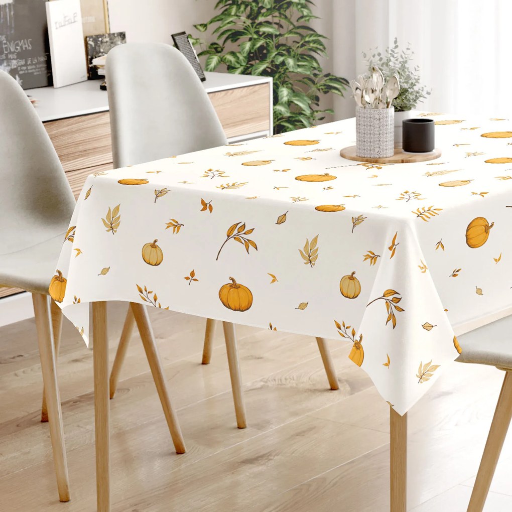 Goldea hranatý obrus 100% bavlnené plátno - jesenné tekvice a lístky 80 x 80 cm