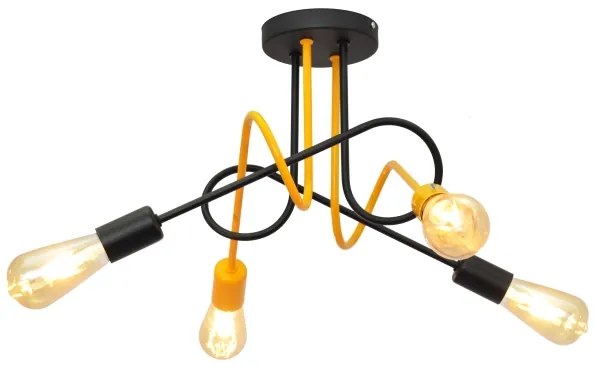 Prisadený luster OXFORD 4xE27/15W/230V čierna/žltá