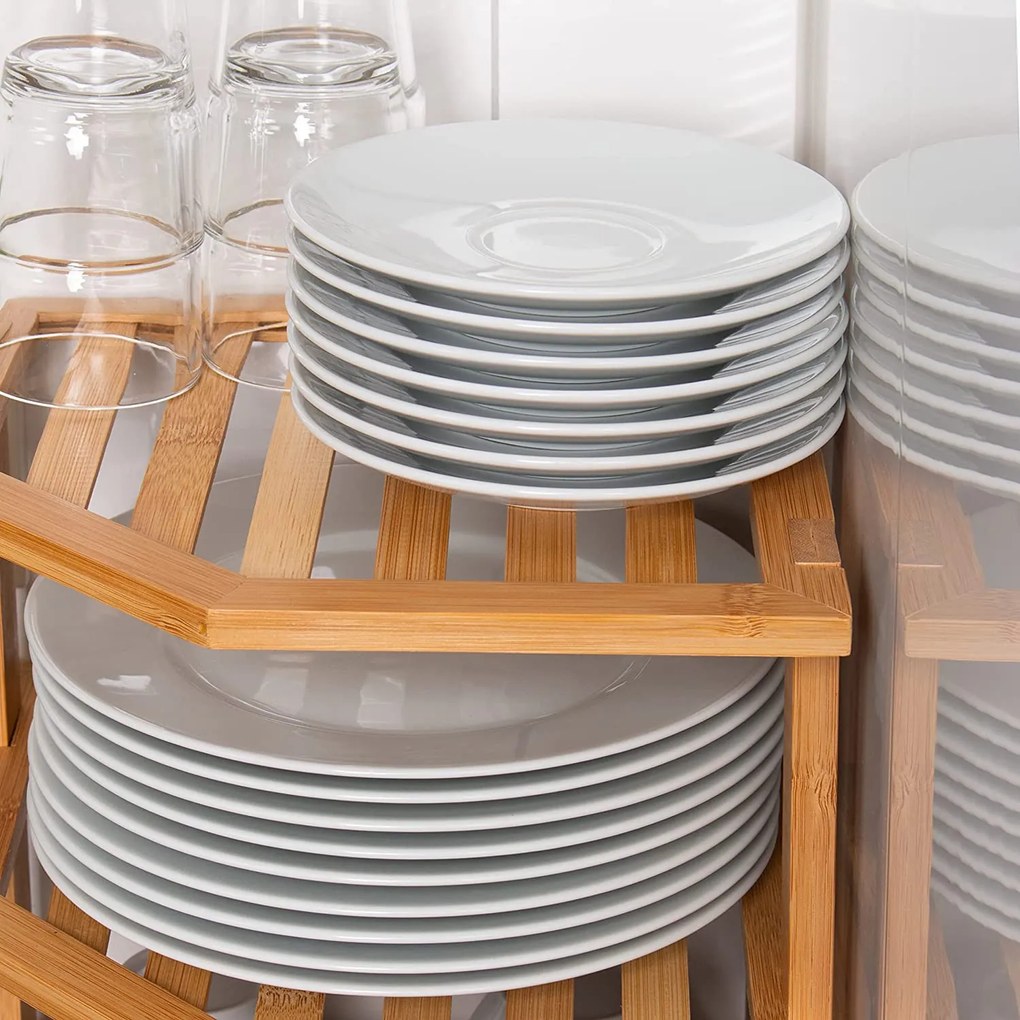 Kesper Rohová prídavná polica, bambus, 2-poschodová, CORNER, 25x25x27