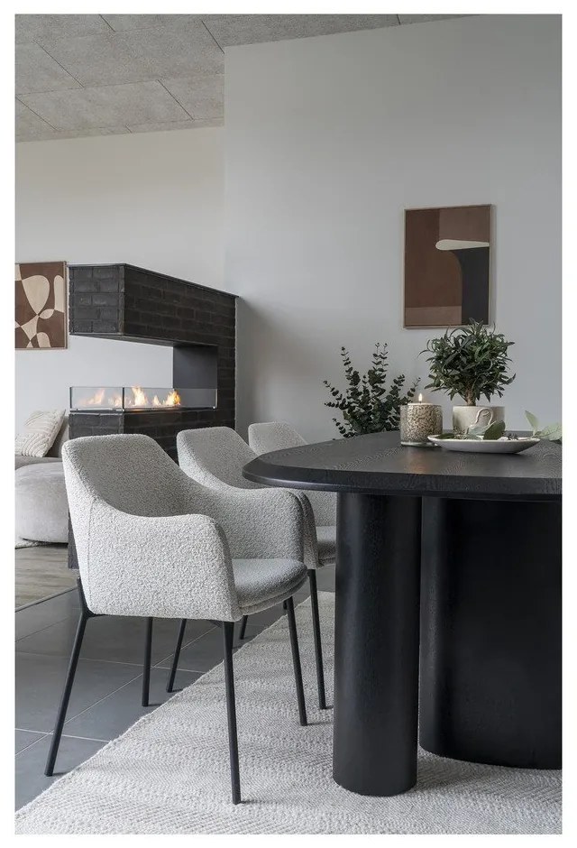 Biele čalúnené jedálenské kreslo s podrúčkami Melilla – House Nordic