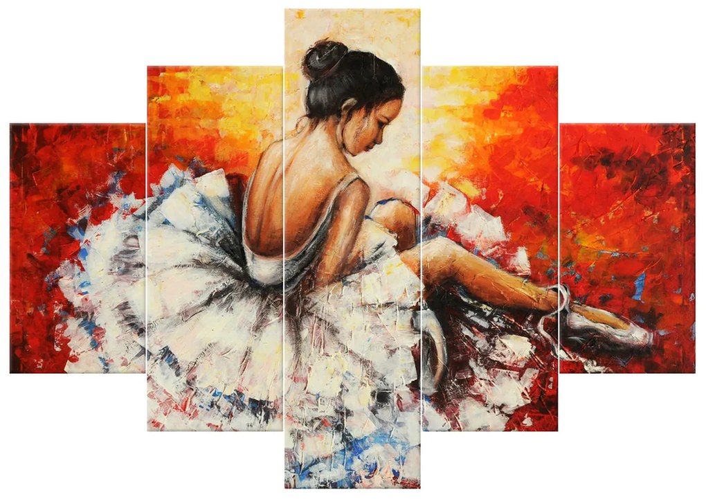 Gario Ručne maľovaný obraz Unavená baletka - 5 dielny Rozmery: 100 x 70 cm