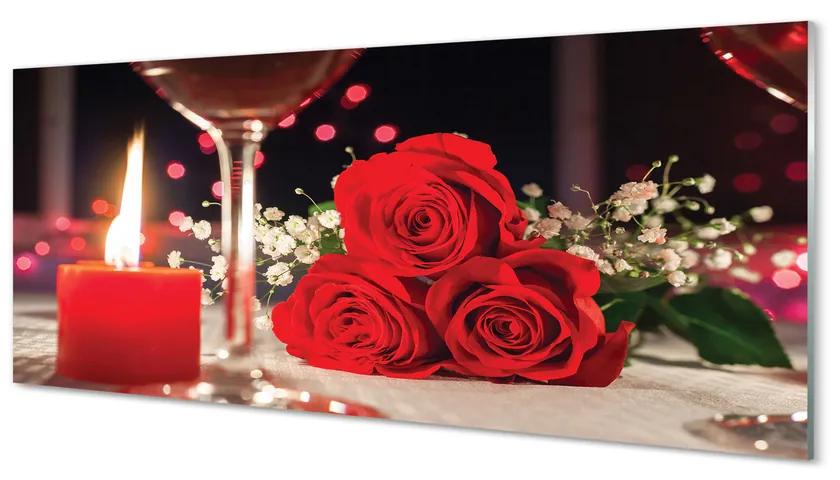 Obraz plexi Ruže sviečka sklo 120x60 cm