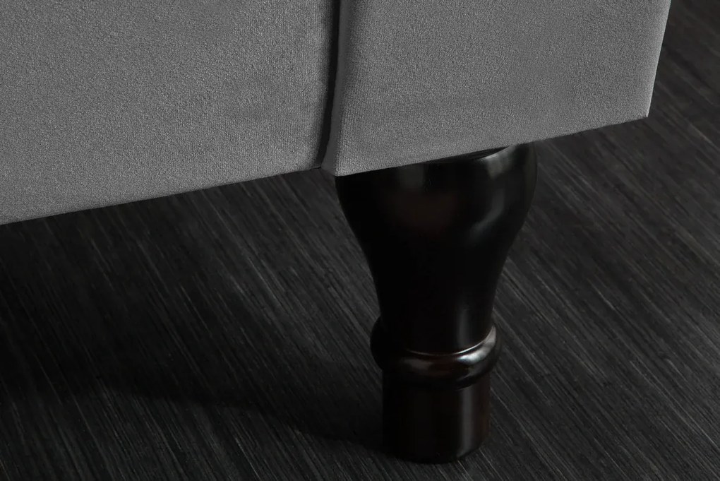 Trojmiestna pohovka PARIS Chesterfield 225 cm zamatova striebornosivá