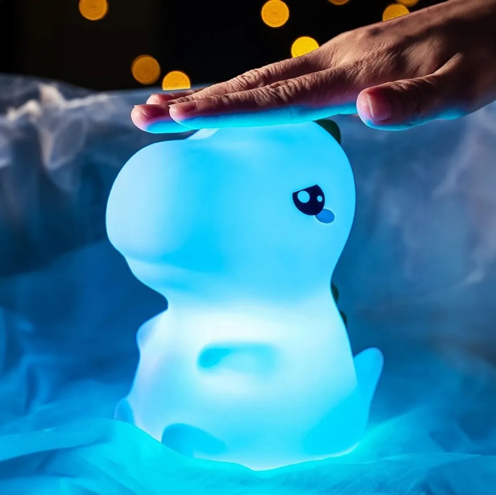 Detská stolná LED lampa Dino biela