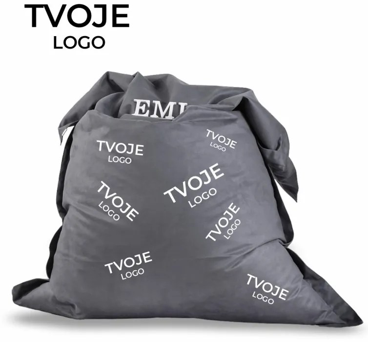 Sedací vak vankúš sivý semišový s vlastným logom EMI