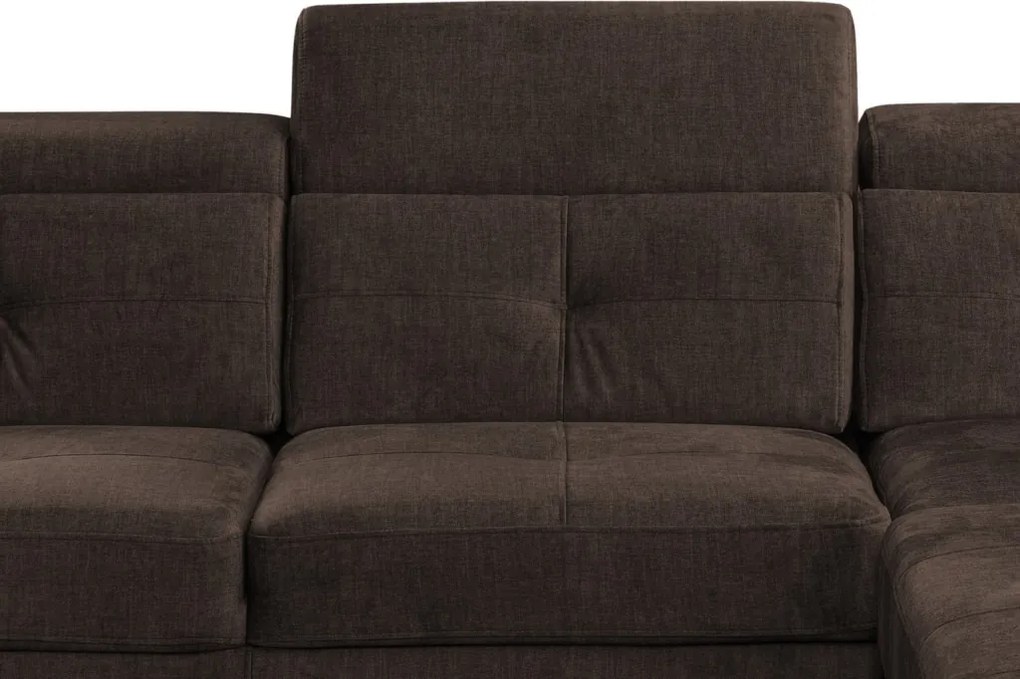 Rohová sedacia súprava Sergio, tmavo hnedá látka, pravý roh