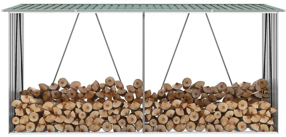 Záhradná kôlňa na drevo galvanizovaná oceľ 330x84x152 cm zelená