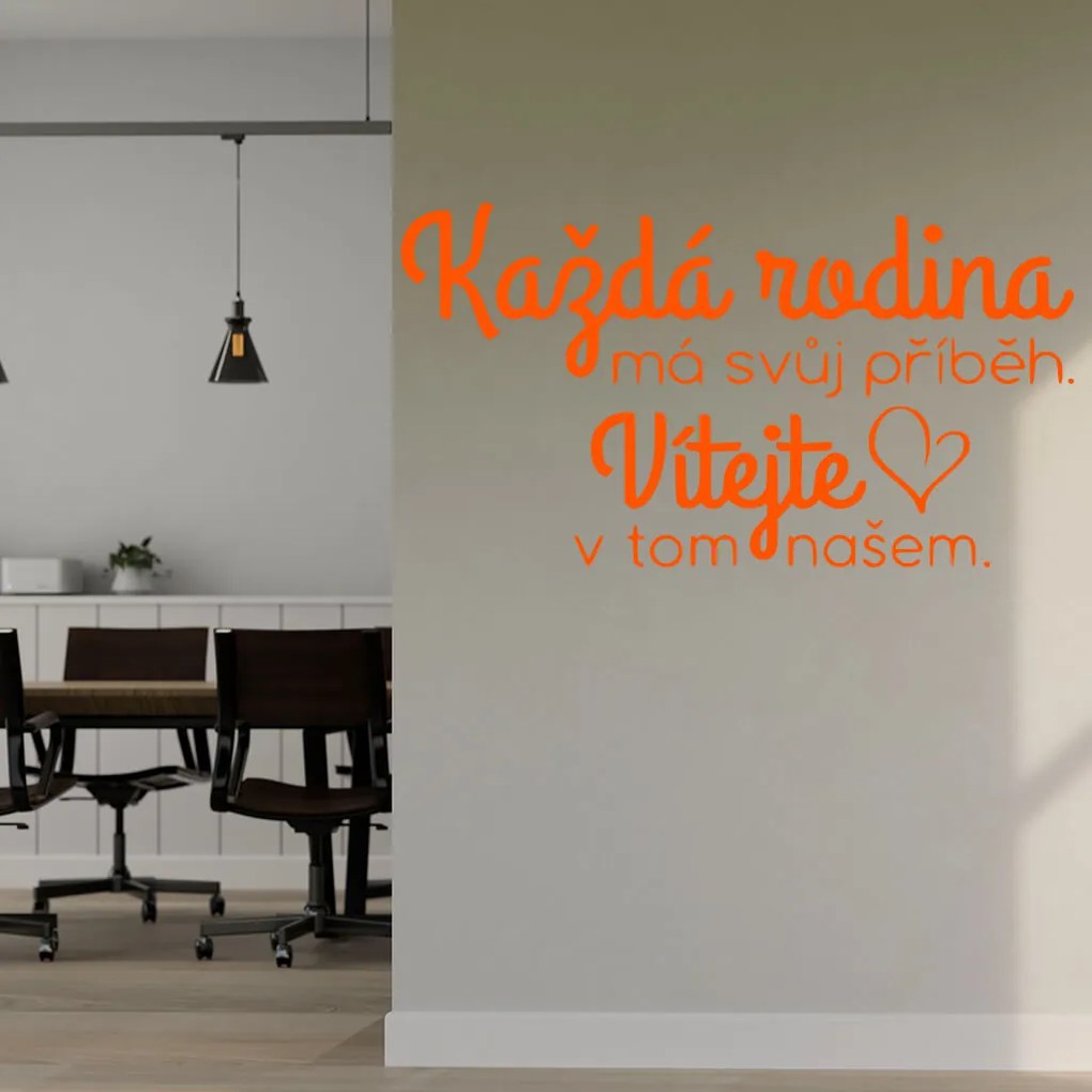 Veselá Stena Samolepka Každá rodina má svoj príbeh Farba: oranžová, Veľkosť: 60 x 34 cm