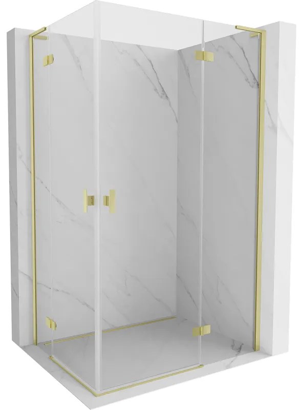 Mexen Mist-H L Duo, 2-krídlový sprchový kút 75 x 90 cm, číre sklo, zlatý matný profil, 8A5L-075L-090P-55-00