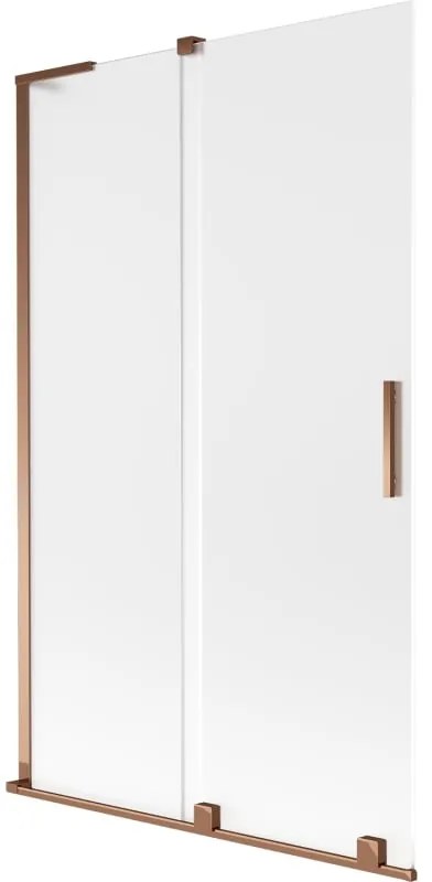 Mexen Velar L, 2-krídlová posuvná vaňová zástena 110 x 150 cm, 8mm sklo námraza, ružové zlato, 896-110-003-31-60