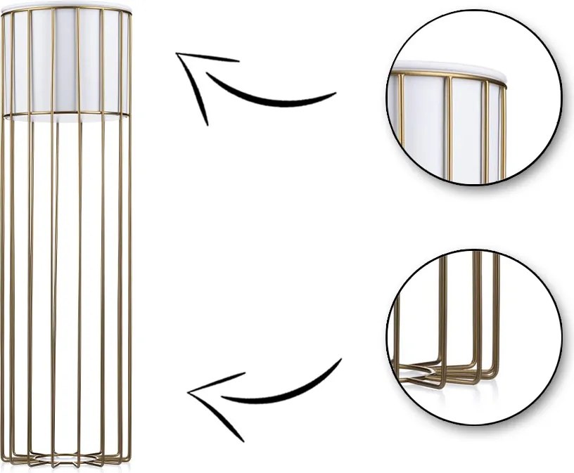 KOVOVÝ KVETINÁČ SO STOJANOM GLAM 70X20 CM BIELA/ZLATÁ