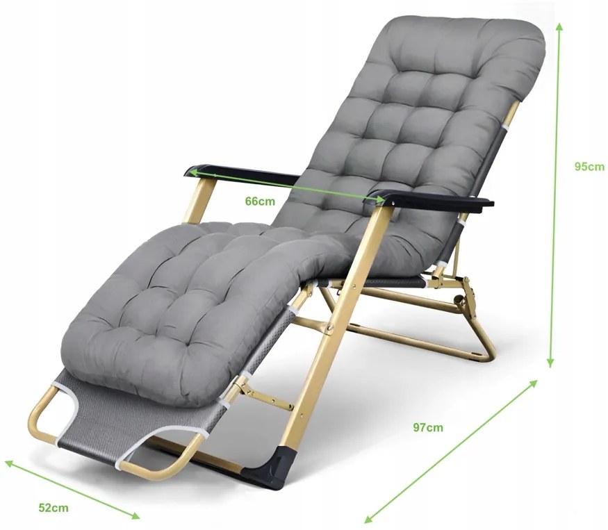 Záhradné lehátko s čiernym rámom a vankúšom sivá