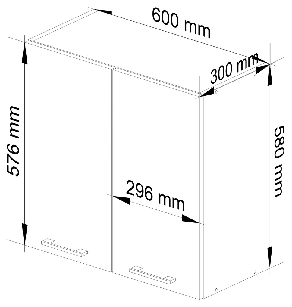 Horná kuchynská skrinka Ozara W60 H580 (biela + betón). Vlastná spoľahlivá doprava až k Vám domov. 1071166