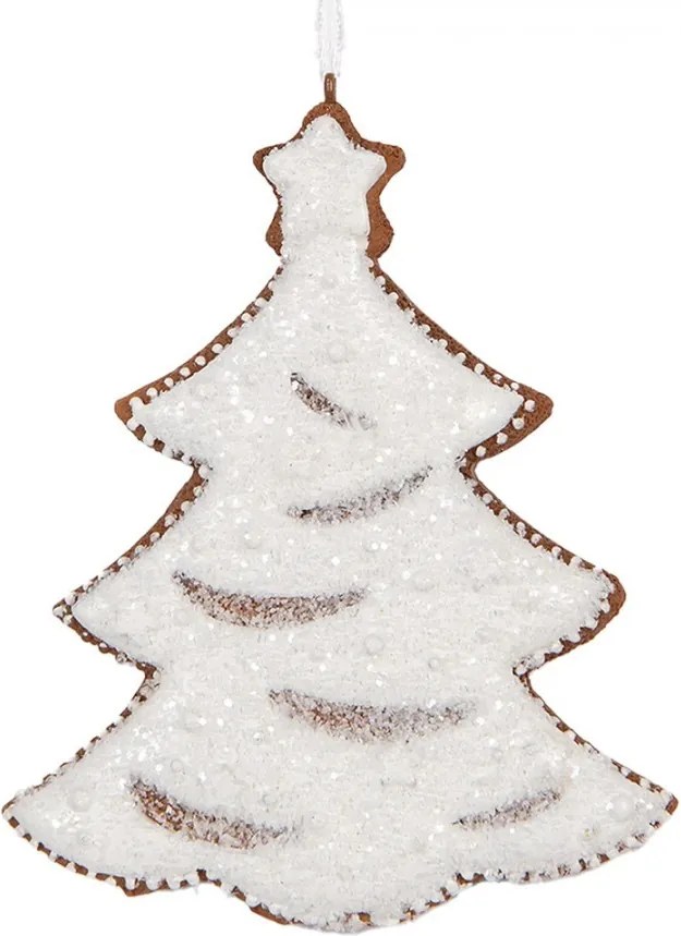 Závesná dekorácia zasnežený perníkový stromček Frosted Ginger - 9*1*10 cm