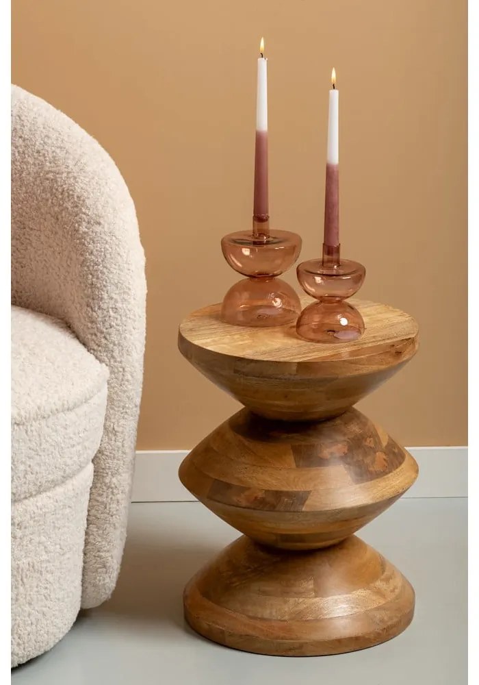 Okrúhly odkladací stolík z mangového dreva ø 35 cm Totem – Leitmotiv