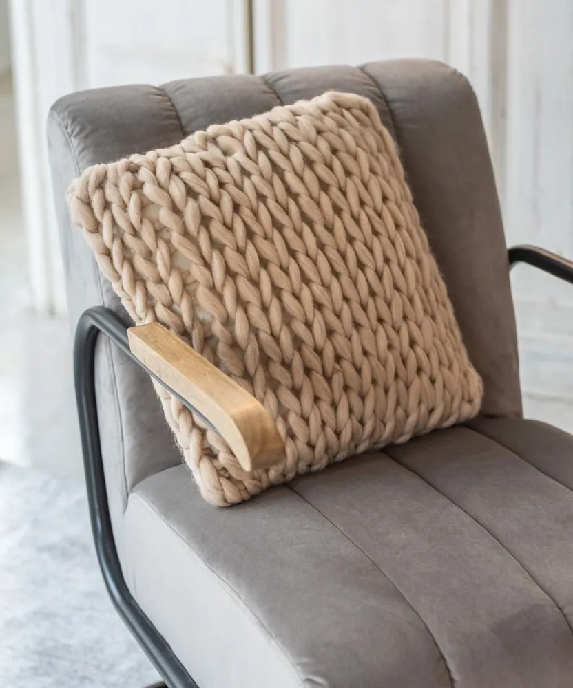 Pletený prírodné vankúš Tricot crema - 40 * 40 cm