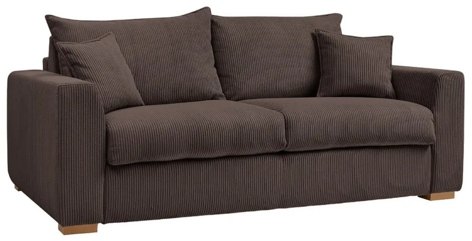 Hnedá menčestrová rozkladacia pohovka 225 cm Augustin – Bobochic Paris