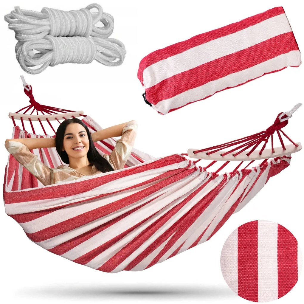 Hojdacia sieť EDEN pre 2 osoby červeno-biela