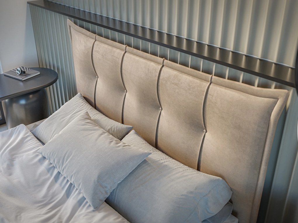 Jednolôžková posteľ Boxspring 120 cm Foxtrot (svetlobéžová) (s matracom a úl. priestorom). Vlastná spoľahlivá doprava až k Vám domov. 1043365
