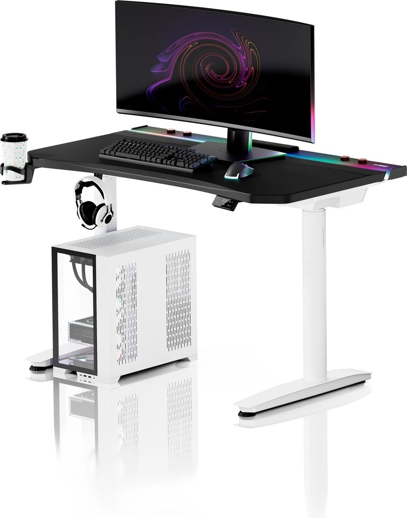 Elektrický herný stôl RGB s držiakmi, čierno-biely, 120 cm: Diablo X-Forge 1200