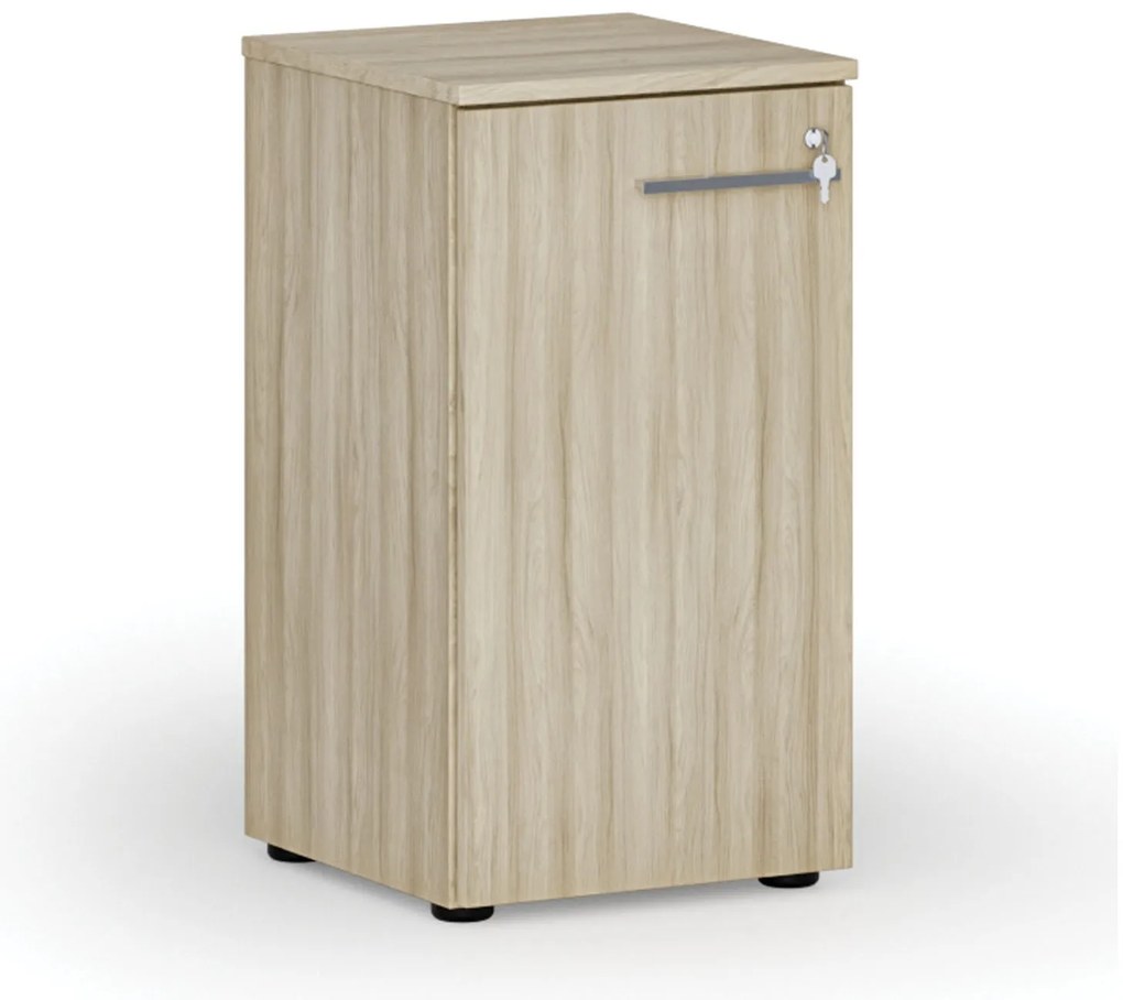 Nízka kancelárska skriňa s dverami PRIMO WOOD, 400 x 420 x 740 mm, dub prírodný