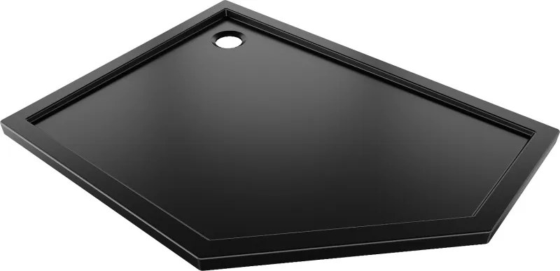 Mexen Flow, päťuholníková sprchová vanička slim 100 x 90 cm, ľavá, čierna matná - 46P709010L