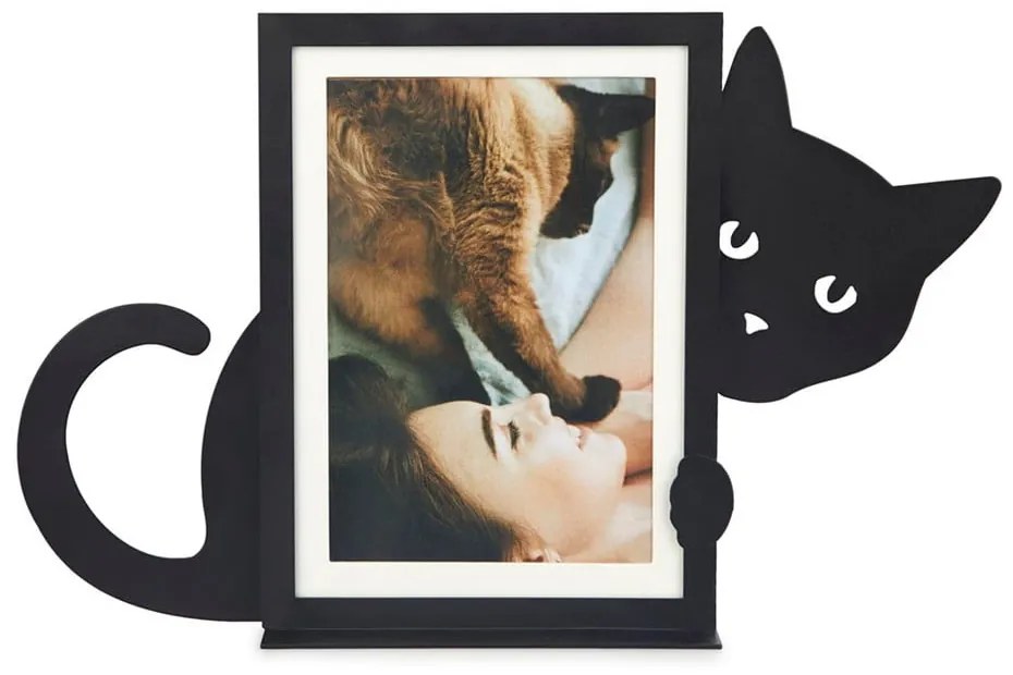 Čierny kovový stojací rámček 31x19,5 cm Hidden Cat – Balvi