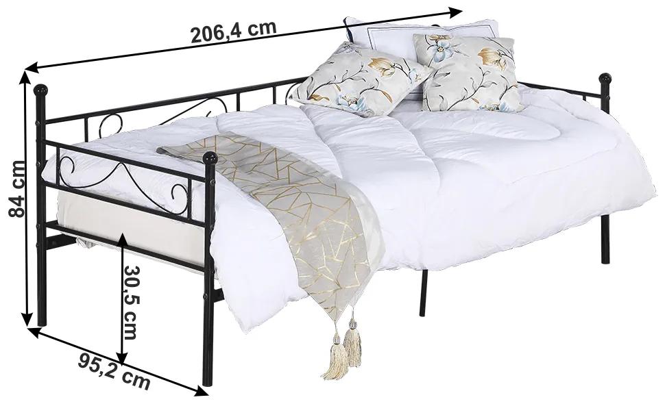 Jednolôžková posteľ 90 cm Rossa (s roštom) (čierna). Vlastná spoľahlivá doprava až k Vám domov. 1021276