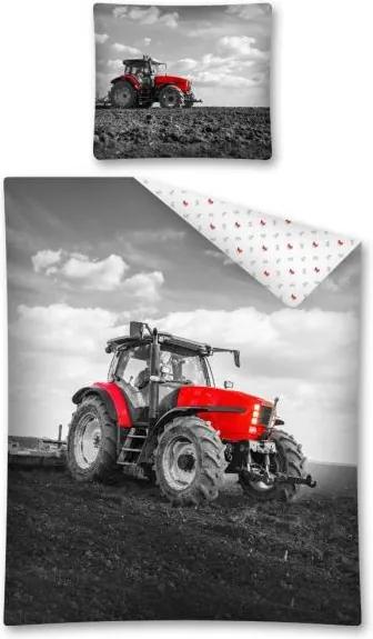Detexpol Detské obliečky Traktor červený, Rozmer 1x70x80 / 1x140x200 cm