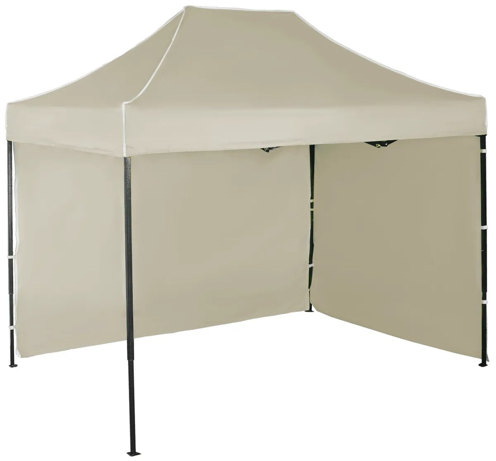 Rýchlorozkladací nožnicový stan 2x3m - oceľový, 2 bočné plachty, Béžová
